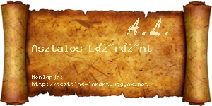 Asztalos Lóránt névjegykártya