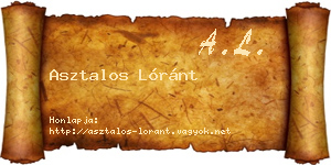 Asztalos Lóránt névjegykártya